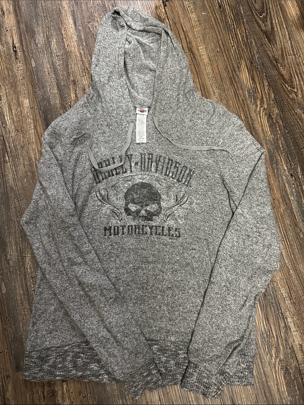Harley-Davidson Gray Hooded Pullover with Skull Graphic